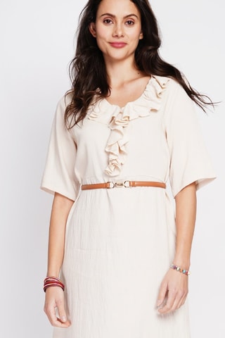 Vestido largo de lino - Beige