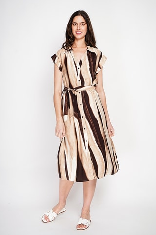 Vestido camisero de lino - Beige