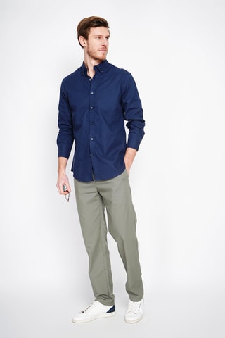 Pantalón recto de lino - Beige