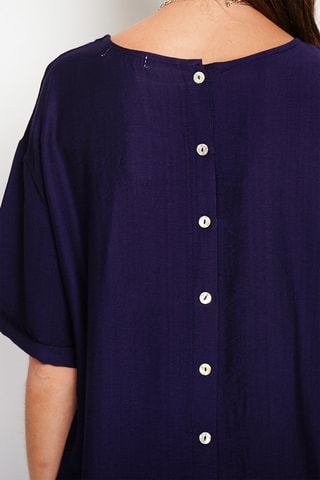 Vestido recto de lino - Azul marino