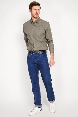 Camisa regular fit de lino - Caqui