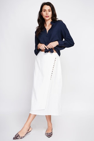 Camisa regular fit de lino - Azul marino