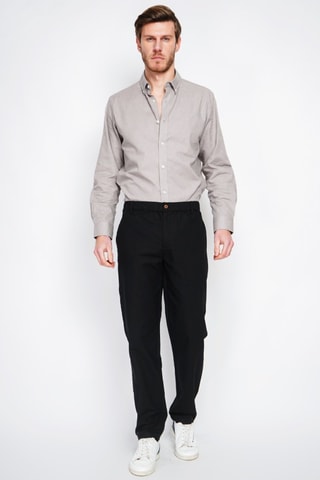 Pantalón recto de lino - Negro