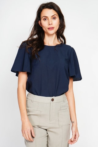 Top en lin - Bleu marine