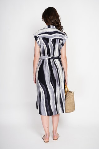 Vestido camisero de lino - Negro