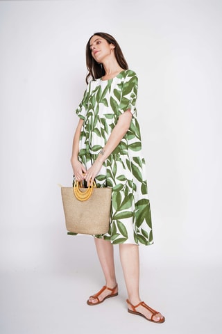 Vestido midi de lino - Verde