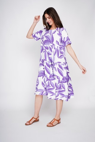 Vestido midi de lino - Violeta