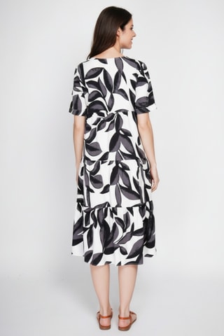 Vestido midi de lino - Negro