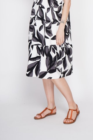 Vestido midi de lino - Negro