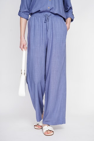 Pantalón ancho de lino - Azul