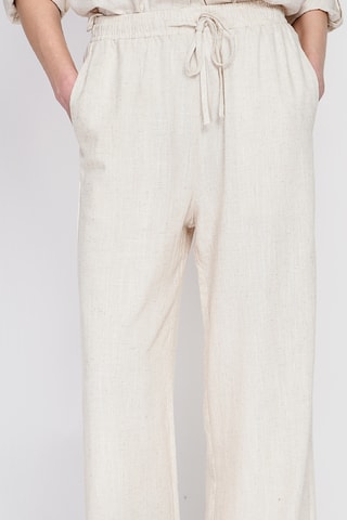 Pantalón ancho de lino - Beige
