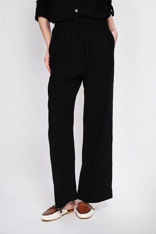 Pantalón ancho de lino - Negro