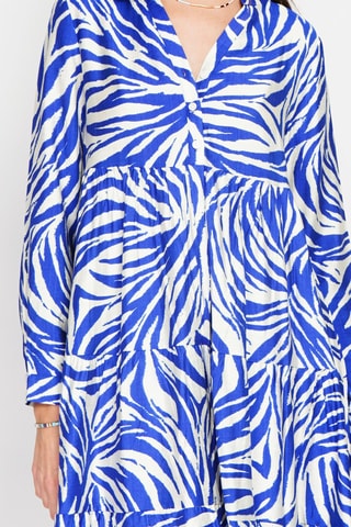 Vestido midi en lino - Azul y blanco