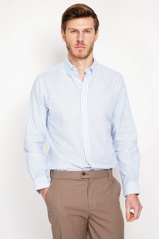 Chemise en lin - Blanc et bleu