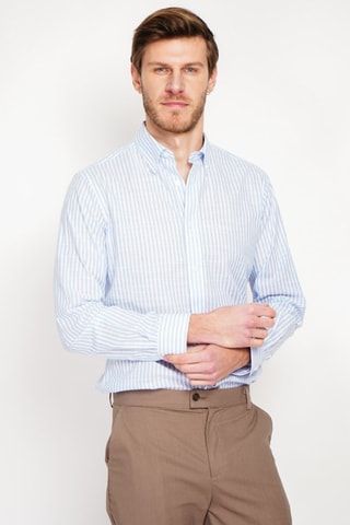 Chemise en lin - Blanc et bleu