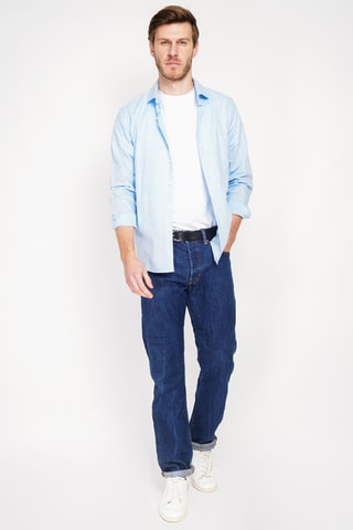 Camisa slim fit de lino - Azul