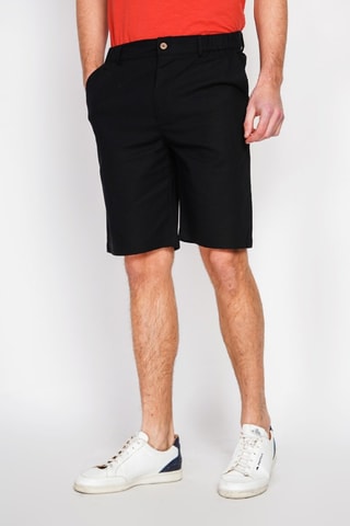 Bermudas semislim fit de lino - Negro