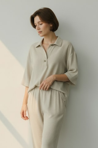 Blusa de lino - Beige