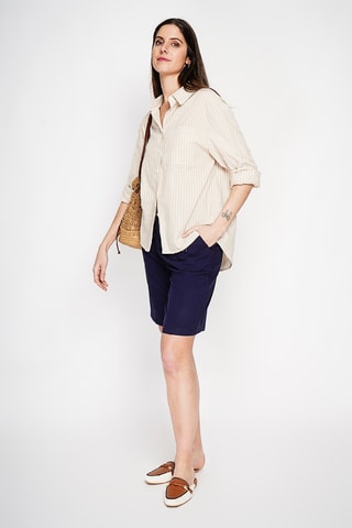 Camisa oversize de lino - Beige