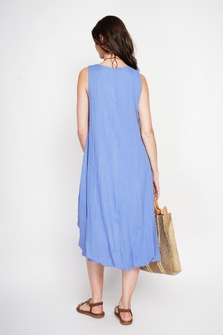 Vestido globo de lino - Azul