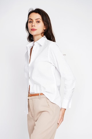 Camisa ancha de lino - Blanco