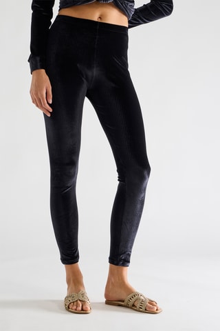 Leggings 7/8 vita alta in velluto Tricy - Nero