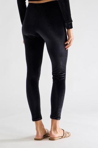 Leggings 7/8 vita alta in velluto Tricy - Nero