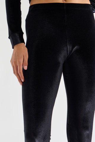 Leggings 7/8 vita alta in velluto Tricy - Nero