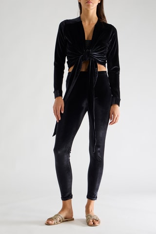 Leggings 7/8 vita alta in velluto Tricy - Nero