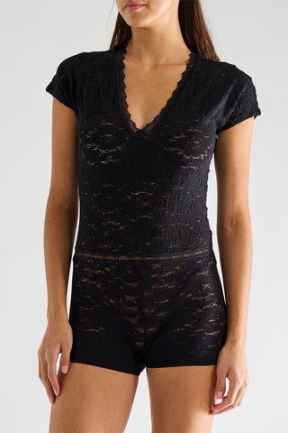 Tuta corta in pizzo Chaili - Nero