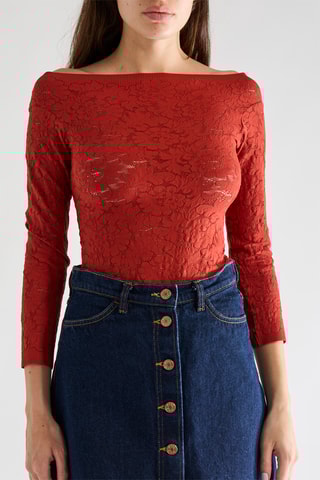 Top in pizzo Tasha - Mattone