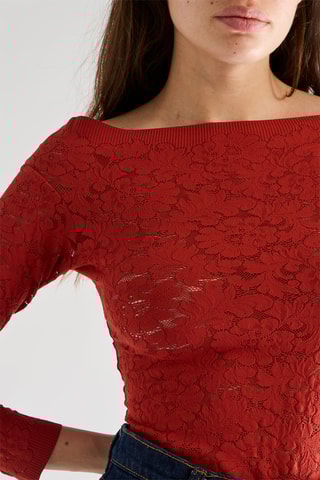 Top in pizzo Tasha - Mattone