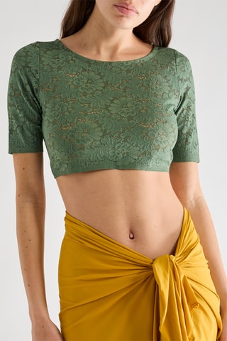 Crop top in pizzo Kalliope - Mandorla