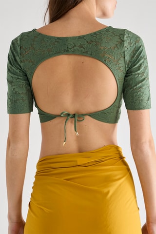 Crop top in pizzo Kalliope - Mandorla