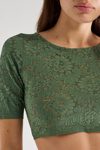 Crop top in pizzo Kalliope - Mandorla