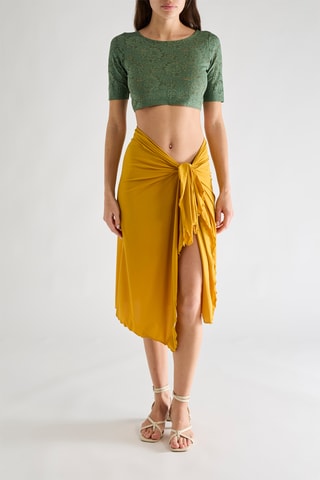 Crop top in pizzo Kalliope - Mandorla