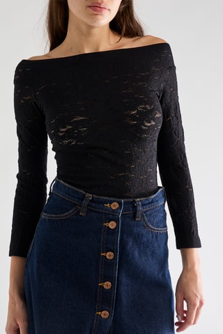 Top in pizzo Tasha - Nero