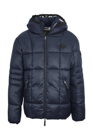 Doudoune à capuche - Blanc, noir et bleu