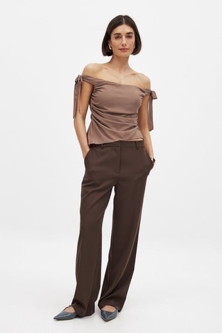 Gedrapeerde Top - Taupe