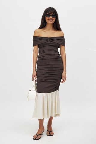 Gedrapeerde Jurk - Bruin