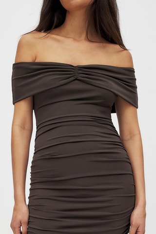 Gedrapeerde Jurk - Bruin