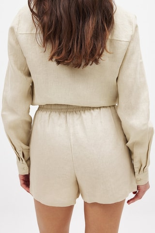 Linnen Short Hoge Taille - Beige