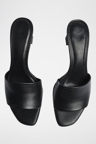 Schapenleren Muiltjes met Hak - Zwart
