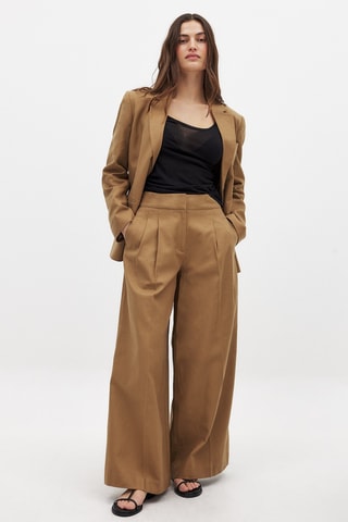 Linnen Blazer Regular Fit - Donkerbeige