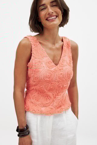 Top regular fit - Koraalrood