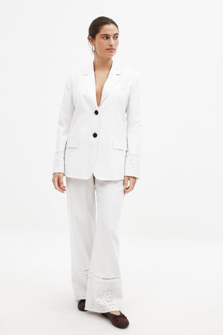 Pantalón wide leg de lino - Blanco