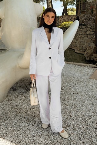 Pantalón wide leg de lino - Blanco