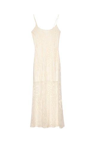 Lange Kanten Jurk - Gebroken Wit