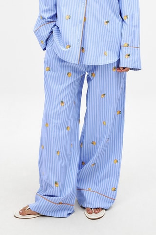 Broek Loose Fit Hoge Taille - Lichtblauw