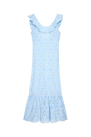 Lange Jurk met Engelse Borduursels- Lichtblauw